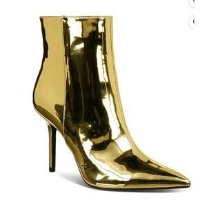 INC Womens Holand Patent Pointed Toe Booties Silver 7 NEW # Box M784